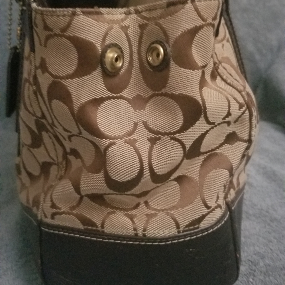 Coach Satchel Brown Leather and Monogram Canvas - Picture 5 of 15